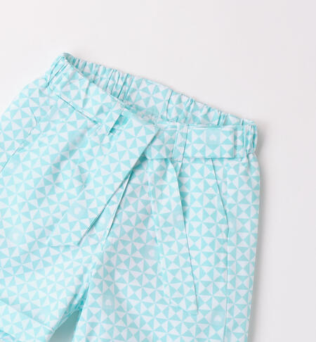 Girls' patterned shorts BIANCO-ACQUA-6AET