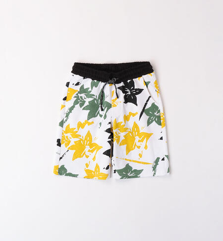 Boys' patterned shorts BIANCO-NERO-6AHH