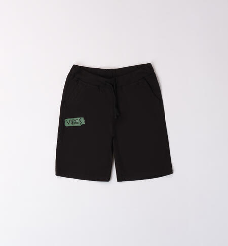 Boys' printed sporty shorts BLACK