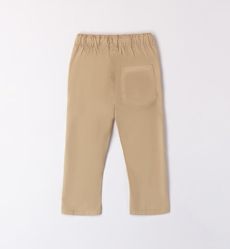 Boys' cotton trousers BEIGE-0731