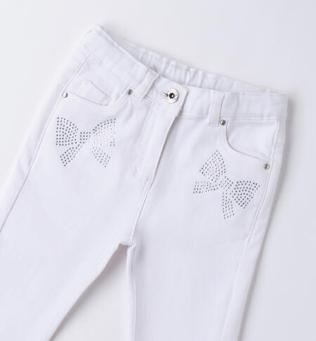 Pants with rhinestones for girls BIANCO-0113