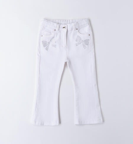 Pants with rhinestones for girls BIANCO-0113