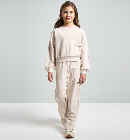 Sand-colored pants for girls CREAM