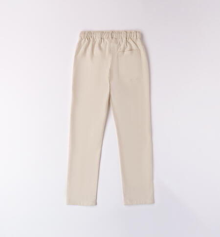 Boys' long linen trousers BEIGE-0451