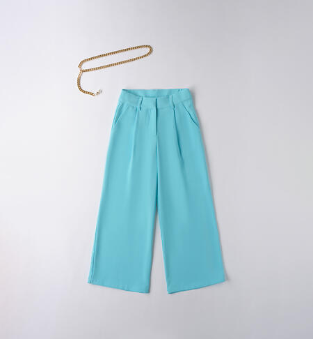 Girl's trousers with belt TURCHESE-4412