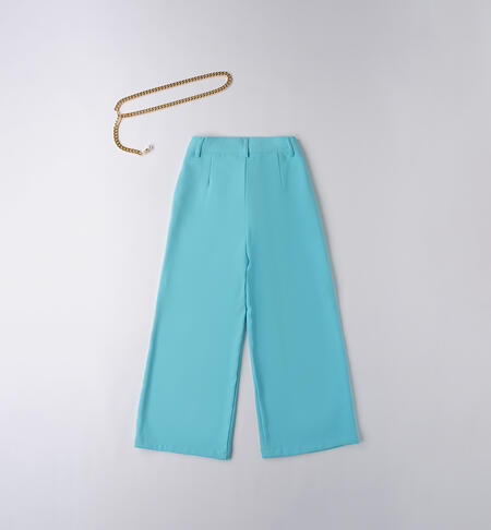 Girl's trousers with belt TURCHESE-4412