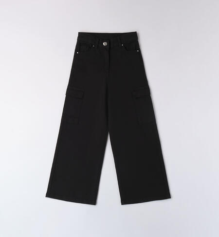 High-waisted trousers for girls NERO-0658