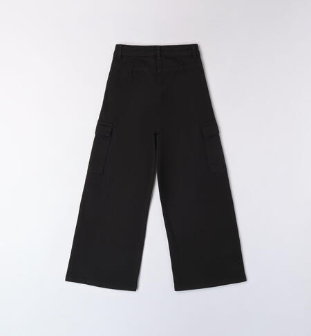 High-waisted trousers for girls NERO-0658