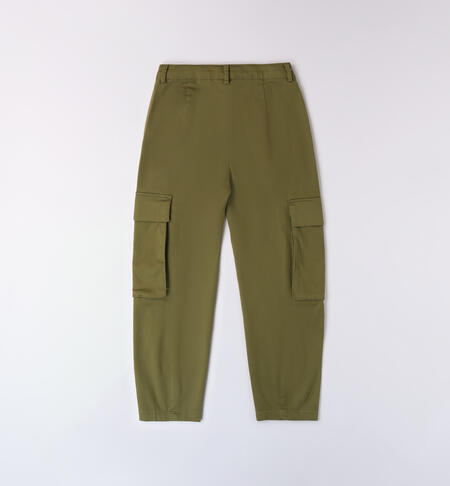 Multi-pocket girl pants LODEN GREEN-5455