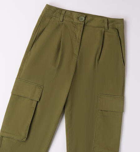 Multi-pocket girl pants LODEN GREEN-5455