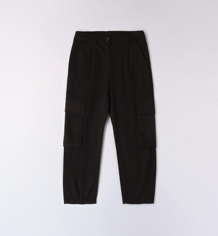 Multi-pocket girl pants BLACK