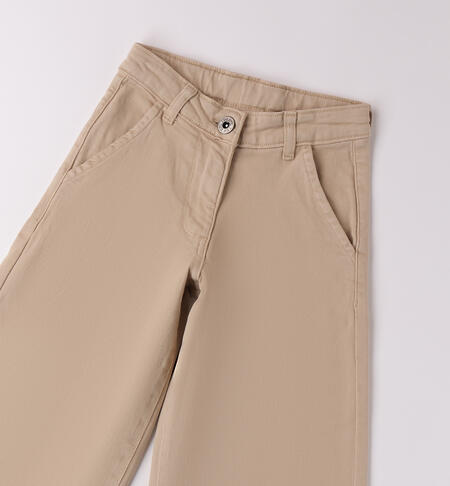 Pantaloni larghi da ragazza BEIGE-0435