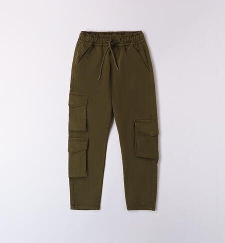 Boy's multi-pocket pants VERDE MILITARE -5563