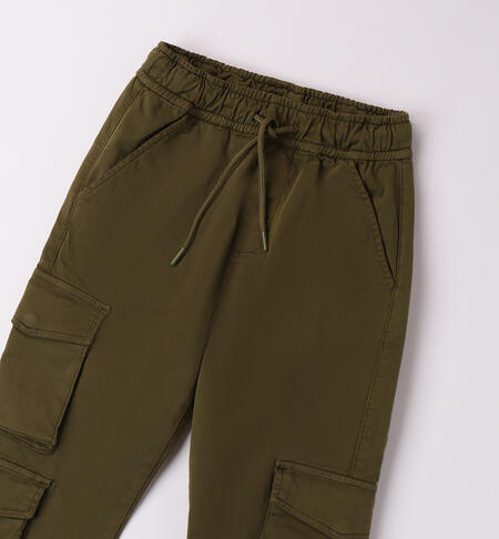 Boy's multi-pocket pants VERDE MILITARE -5563