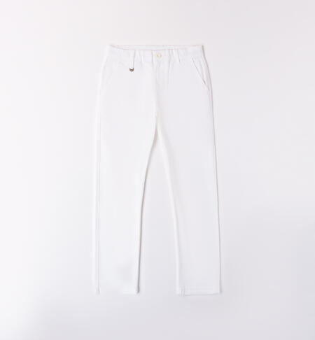 Pantaloni regular fit per ragazzo BIANCO-0113