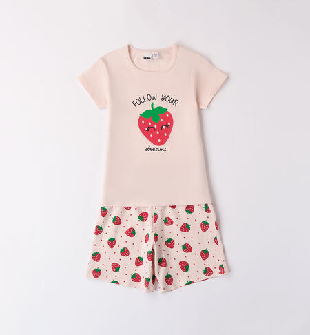 Girls' strawberry summer pyjamas 