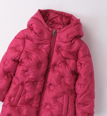 Girl's long down jacket MAGENTA-2681