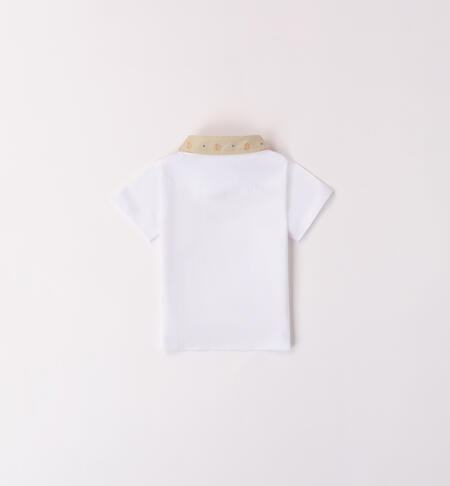 Two-tone baby polo shirt BIANCO-0113