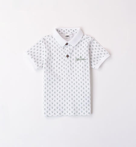 Cotton polo shirt with micro pattern  BIANCO- VERDE-6AQF
