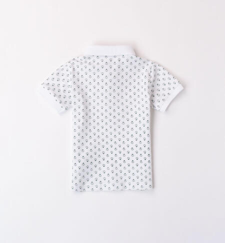Cotton polo shirt with micro pattern  BIANCO- VERDE-6AQF