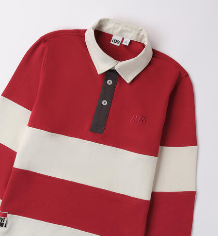 Striped polo shirt for boy BORDEAUX-2297