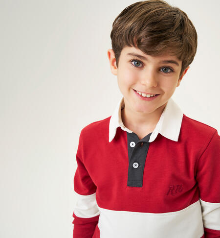 Striped polo shirt for boy BORDEAUX-2297