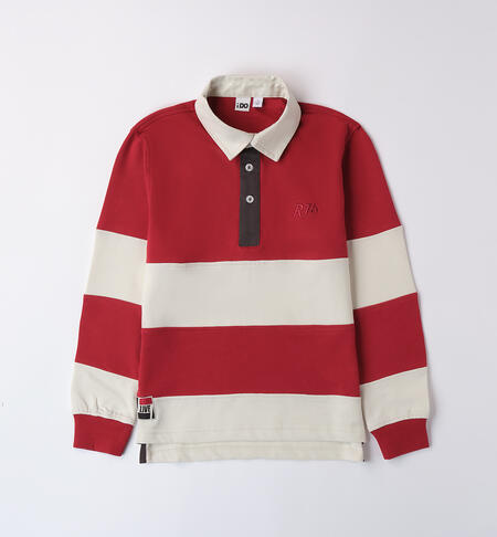 Striped polo shirt for boy BORDEAUX-2297