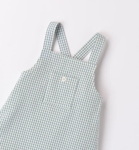Checked dungarees for boys GREEN-4223