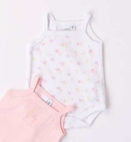Set of two bodysuits for baby girl BIANCO-ROSA-6ALP