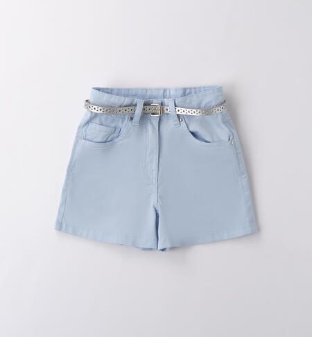 Shorts ragazza con cintura AZZURRO