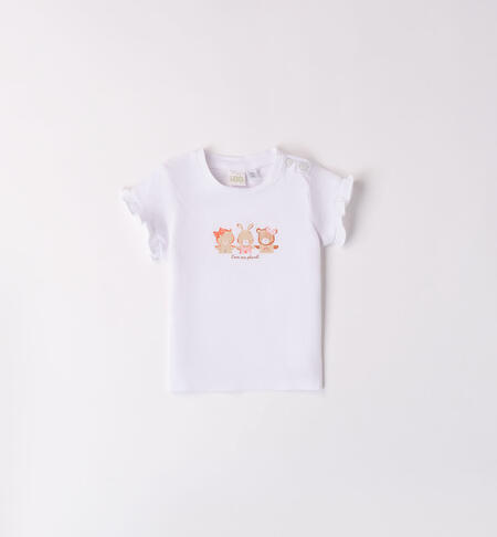Girls' 100% cotton T-shirt  BIANCO-0113
