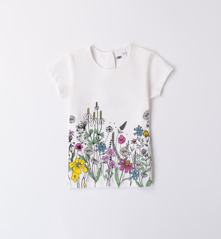 Girls' floral T-shirt WHITE