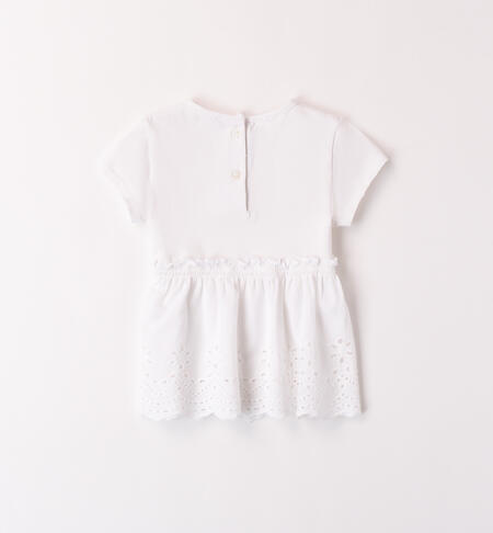Girls' broderie anglaise T-shirt  BIANCO-0113