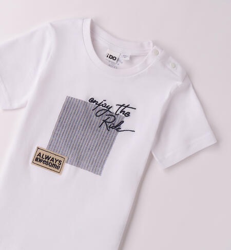 White t-shirt, 100% cotton for boys BIANCO-0113