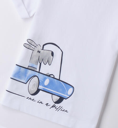 White t-shirt for boys, 100% cotton BIANCO-0113