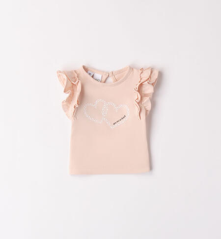 Girl's T-shirt with hearts BEIGE
