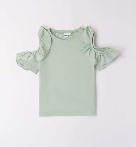 Girl's T-shirt with flounce GREEN