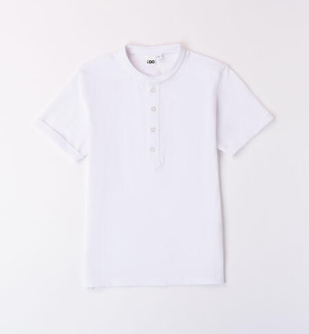 Boys' T-shirt with buttons WHITE
