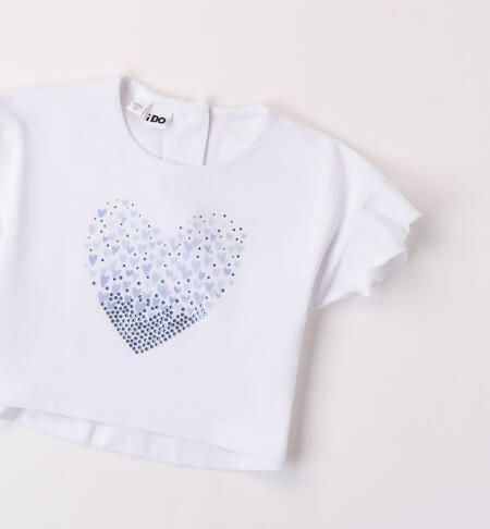 T-shirt con cuore per bambina  BIANCO-0113