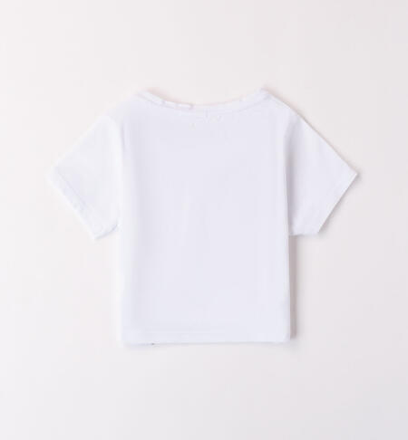 T-shirt con nodo per ragazza BIANCO-0113