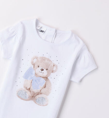 T-shirt con orso per bambina BIANCO-0113