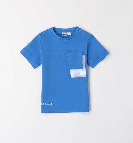 T-shirt con taschino per bambino TURCHESE-3733