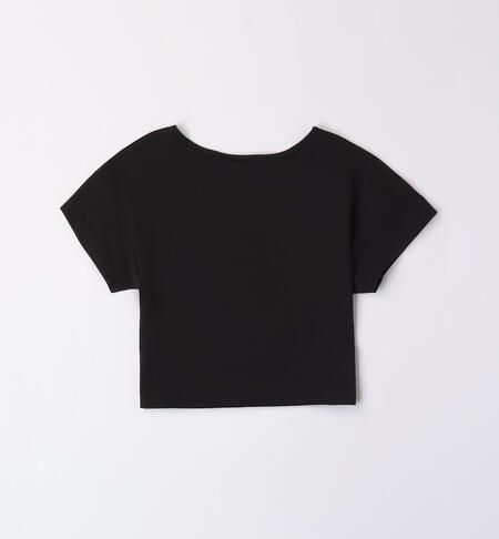 T-shirt glitter per ragazza NERO-0658