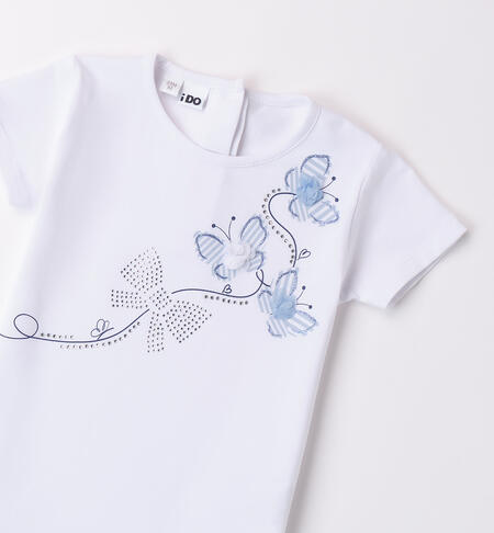 T-shirt with rhinestones for girls BIANCO-0113