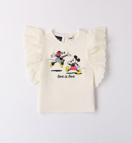 Girls' Minnie and Mickey Mouse T-shirt WHITE