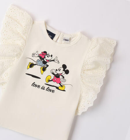 Girls' Minnie and Mickey Mouse T-shirt BIANCO-0113