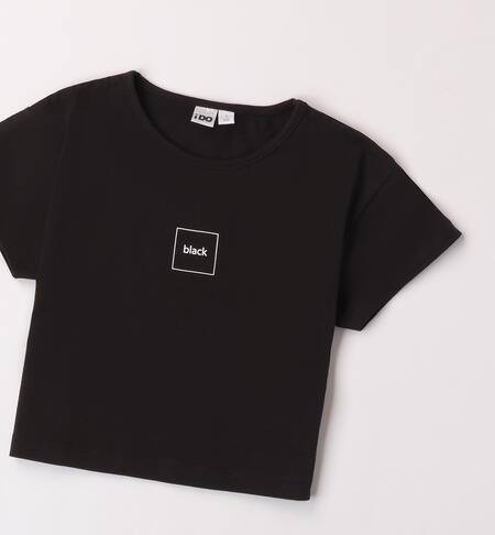 T-shirt nera per ragazza NERO-0658
