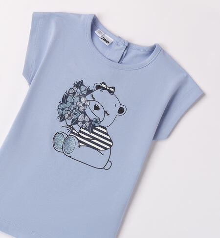 T-shirt per bambina con orsetto AZZURRO-3664