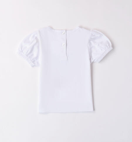 T-shirt per bambina con strass BIANCO-0113