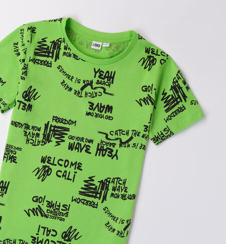 Boys' green T-shirt VERDE-NERO-6ALL